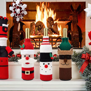 Santa Claus Muñeco de nieve Reno Elementos Cenas de Navidad adecuadas Reuniones familiares Christmasthemed Cubiertas para botellas de vino - Product Image 3