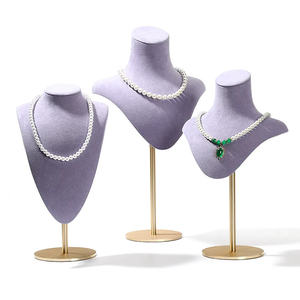 बैंगनी py शरीर मखमली गहने प्रदर्शन बेंक नेक्विन गहने स्टैंड चोकर धारक - Product Image 1