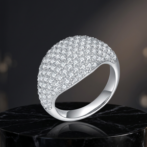 Anillo de banda ancha de lujo de 2.61 CTW con moissanita plateada, chapado en platino/oro/oro rosa, joyería llamativa de moda para - Product Image 3
