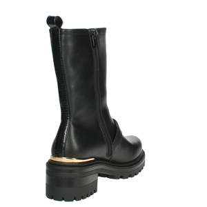 Bottines basses pour femmes en cuir noir avec détail boucle et semelle épaisse - Product Image 3