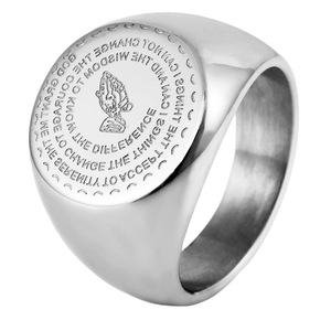 yunnique Men's <b>Titanium</b> Steel Prayer <b>Ring</b> Gold Color Geometric Design Cross Pattern Fashion Jewelry Gift Accessory - Product Image 5