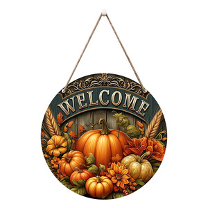 Panneau en bois de bienvenue pour Thanksgiving avec ornement suspendu en corde pour portes, fenêtres, murs, porches et Fête de la Moisson - Product Image 5