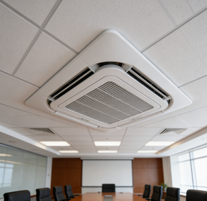 เครื่องปรับอากาศแบบฝังฝ้าเพดานพลาสติก 4 ทิศทาง พร้อมชุดพัดลมคอยล์แบบท่อเดี่ยว ผลิตในประเทศจีน - Product Image 2