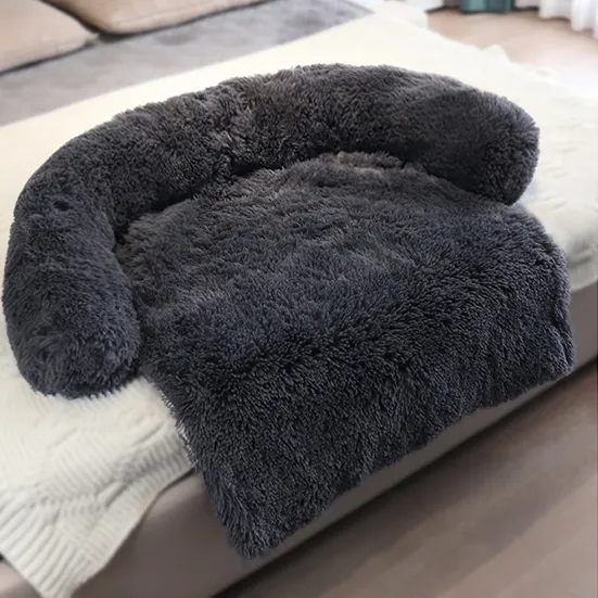 Commercio all'ingrosso personalizzato moderno morbido lungo peluche soffice Pet peluche soffice calmante divano per animali domestici protezione per mobili con cerniera letto per cani