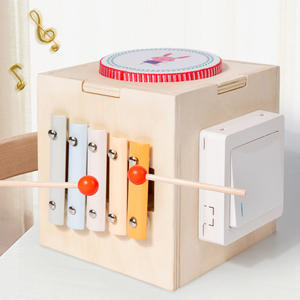Jouets Montessori Cinq-en-un en bois multifonctionnels : Boîte à musique, Tambour, Engrenages, <span class=keywords><strong>Xylophone</strong></span> pour enfants, Jouets éducatifs - Product Image 2