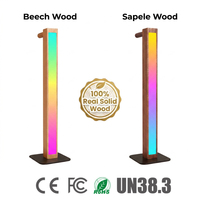 Lampe de bureau en bois minimaliste avec synchronisation musicale RGB, lumière LED magnétique, support pour casque, organisateur de rangement de bureau, chambre à coucher, bureau