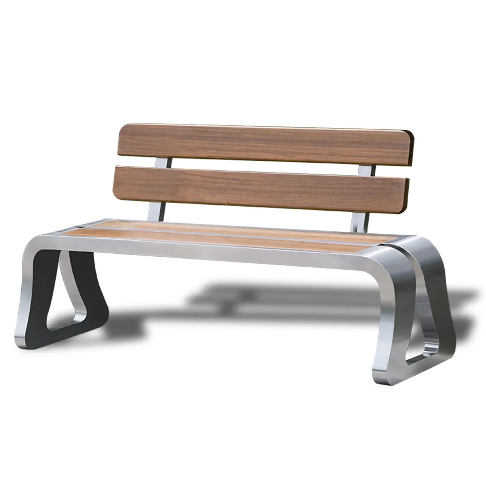 MARTES LK01 High Quality Outdoor Patio Furniture Bench Seat Public Metal Street Bench Wooden Park Benches Chair