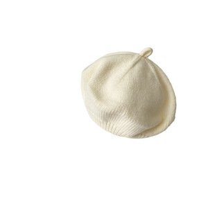 Baby Beret Solid Color Knitted Warm Hat For 6-12 Months Unisex Spring Autumn European Style - Product Image 1