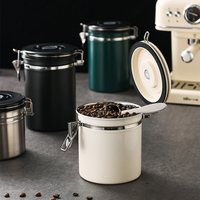 Boîte de conservation hermétique pour grains de café 1,8 L en SUS304, récipient alimentaire de cuisine avec indicateur de date, pot de conservation en métal pour café moulu