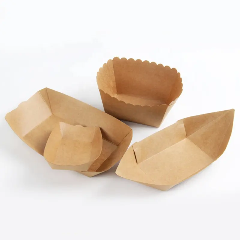 Takoyaki-bandeja de papel biodegradable para comida, impresión personalizada, más barata