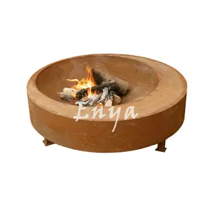 Large Countryside Backyard Party Wood Burner Outside Heating Garden Outdoor Rust Steel Bowl Fire Pit Patio Fireplace