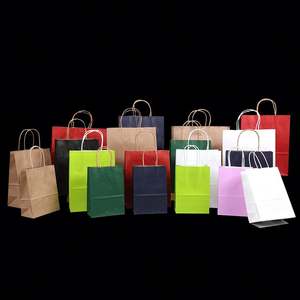 Sacs en papier kraft personnalisés en gros, impression, design avec cordon, emballage, sacs cadeaux, logo personnalisable - Product Image 1