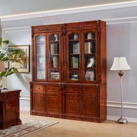 Bibliothèque rustique de style farmhouse avec porte vitrée cintrée, tiroirs et garniture sculptée, bibliothèque modulaire en bois massif de 39 po de largeur pour bureau à domicile
