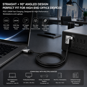 Cable USB C a USB C LUNG KAY OEM, 240W PD 3.1, Cable Tipo C a C en Ángulo de 90 Grados, 20Gbps USB 3.2 Gen, Cable de Video 4K HDR - Product Image 2