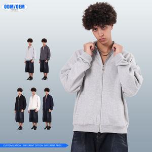 Sweat-shirts en molleton vintage décontractés pour hommes avec fermeture éclair, col rabattu, doublure épaisse, impression numérique, polyester/coton - Product Image 1