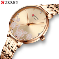 Jam Tangan CURREN untuk Wanita Jam Tangan Modis Tahan Air Jam Tangan Dial Bunga Romantis Kreatif Bermerek Terbaik Hadiah 9068