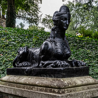 Statue de jardin de style égyptien antique extérieur personnalisé BLVE Sculpture de sphinx égyptien grandeur nature en marbre noir