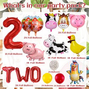 Set de Globos de Número de 32 Pulgadas con Diseño de Granja y Animales de Dibujos Animados (Gallos, Cerdos, Vacas) para Decoración de Fiestas de Cumpleaños Infantiles al por Mayor - Product Image 6