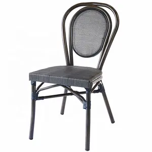 Chaise extérieure de bistro Teslin de cadre en aluminium de meubles de restaurant en bambou français