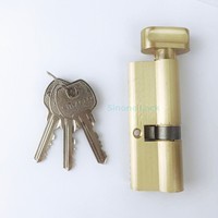 Cylindre profilé en laiton massif avec 3 clés en laiton, type clé et bouton rotatif, finition satinée