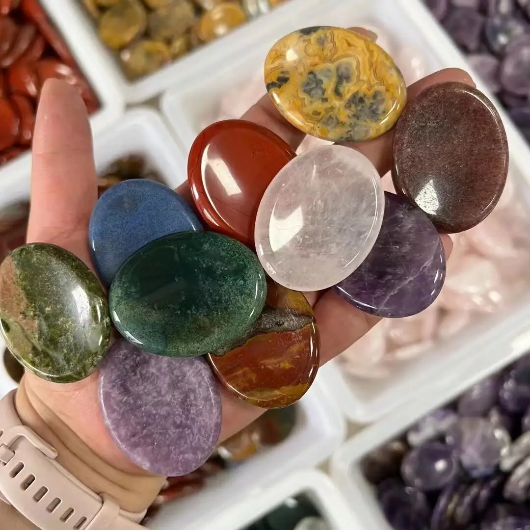 Thumb Spiritual Worry Yoga Stones Natural Healing Lace Agate Crystals For Anti-Anxiety Relax Meditation Accessories Jewelry