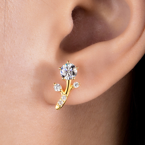 Bông tai hình hoa đính đá Moissanite 1 CT hình trái tim, mạ vàng 18K và bạc S925 cao cấp, quà tặng cho đám cưới - Product Image 4