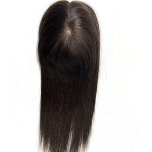 5 "X 6.5" Base de soie cheveux humains Topper avec PU 16 "cheveux vierges chinois Balayage Ombre couleur soie haut toupet pour les femmes - Product Image 2