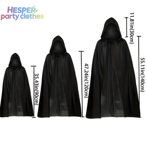 Capa de Disfraz HESPER para Halloween, Unisex, Doble Capa, Negra y Roja, de Poliéster, Estilo Personaje de TV, Clásica, para Niños, Navidad - Product Image 2