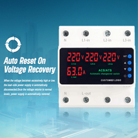 Interrupteur de transfert automatique double alimentation Soltree ATS, trois voies, 4 affichages, protection contre les surtensions/sous-tensions, courant triphasé 63A80A100A