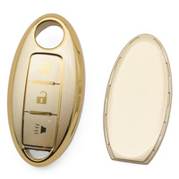 Protection de clé de voiture en TPU de haute qualité à 3 boutons, coque de clé plaquée or champagne, étui de clé à distance pour accessoire de protection de clé