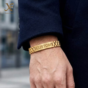 Bracelets en acier inoxydable pour hommes avec logo personnalisé, bijoux de mode, <span class=keywords><strong>bracelet</strong></span> à maillons, barre vierge, <span class=keywords><strong>bracelet</strong></span> de montre, <span class=keywords><strong>cadeau</strong></span> pour la fête <span class=keywords><strong>des</strong></span> pères - Product Image 4