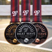 Medallas de Metal Personalizadas de Fábrica, Premios con Relieve 3D, Medallas de Pickleball de Aleación de Zinc Plateadas en Oro, Plata y Bronce Antiguo