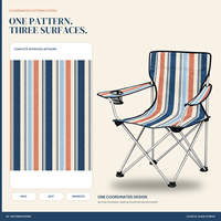 Chaise de jardin pliable en gros avec porte-gobelet latéral et logo et motif personnalisés pour l'extérieur, la plage et la côte