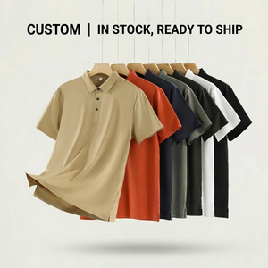 Polos en nylon à séchage rapide pour hommes Chemise à carreaux plissée en tricot à manches courtes et respirante pour les sports d'affaires - Product Image 1