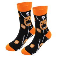 Chaussettes tendance pour couples, style décontracté, chaudes, absorbantes et désodorisantes, motif tête de citrouille amusante, pour l'automne et l'hiver