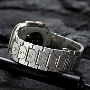 Correa de reloj de acero inoxidable de lujo para Apple Watch serie 11, 10, 9, Ultra 3, serie completa, con cierre de mariposa, correa metálica. - Product Image 6
