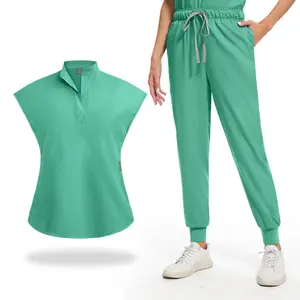 Uniformes Médicos con Cuello Alto, <span class=keywords><strong>Tallas</strong></span> Grandes, Elásticos, para Doctores, Enfermeras, Personal de Salón de Belleza y SPA, Conjunto de Ropa de Trabajo al por Mayor - Product Image 3
