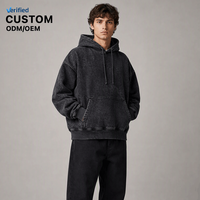 Hoodie Custom Logo Pria 500GSM Heavyweight Acid Wash Oversized Boxy Fit 100% Katun Fleece Pullover Sweatshirt Grosir