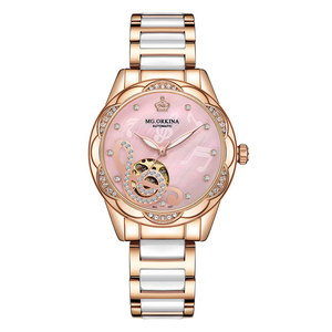 MG.ORKINA Orologio di Lusso da <span class=keywords><strong>Donna</strong></span>, Automatico, con Cinturino in Ceramica e Acciaio, Impermeabile, Relojes - Product Image 2