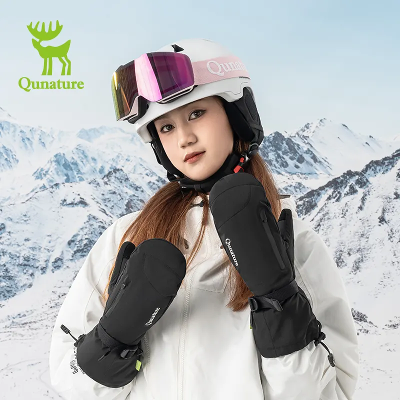 Qunature sport hiver ski neige gants écran personnalisé tactile Snowboard imperméable respirant Ski mitaines sans doigts