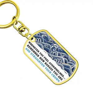 Ywganggu thép không gỉ tùy chỉnh Keychain cho chính mình cá nhân thả keo vàng mô hình sóng kim loại móc chìa khóa