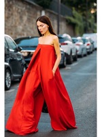 En gros 2025 Nouveautés Femmes Hors Épaule Combinaison Lâche Offre Spéciale Mode Tenue À Jambes Larges Couleur Rouge Printemps Combinaisons