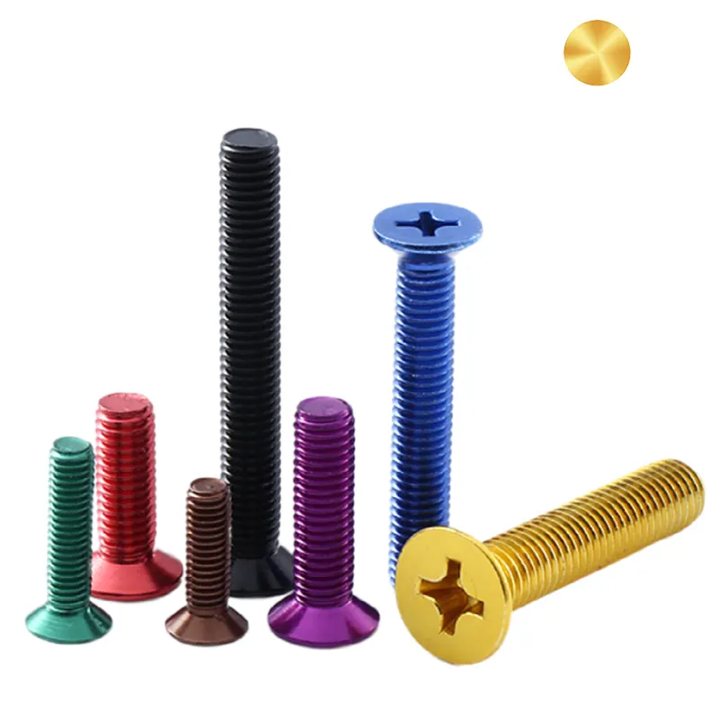 Toys screw fasteners Multiple Colour Aluminum alloy bolts screws cross recessed countersunk head screws DIN965