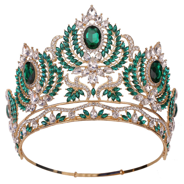 Luxury Beauty Pageant Champion Colorful Crystal Rhinestone Bridal Crown Accessories Baroque Round Big Large Crowns and Tiaras
