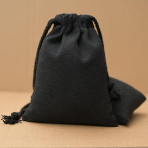 カスタムエコブラックコットンリネンキャンバスドローストリングバッグホワイトプリントロゴハンドバッグ帽子キャップ靴包装用ダストポーチ収納 - Product Image 2