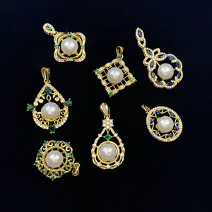 Colgantes solitarios de perlas Zhenlu chapados en oro con forma de gota de agua de circón para uso diario DZ22001 - Product Image 2