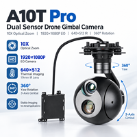 Kamera Gimbal Drone A10t Pro Dual Sensor 10X Optical Zoom 1920x1080P EO 19mm Pencitraan Termal IR 640x512 360 Derajat