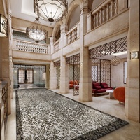 Tapis de luxe sur mesure pour hall et salon de villa, fabriqué à la main à Guangzhou, avec motifs découpés et tuftés