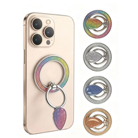 Support de téléphone magnétique de luxe brillant à paillettes, détachable, pliable, support de doigt, angles réglables, béquille de bureau pour smartphone