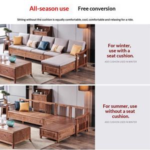 <span class=keywords><strong>Canapé</strong></span> d'angle en bois massif, double usage hiver/été, style chinois moderne, nordique, simple, en tissu et éponge, pour salon - Product Image 4